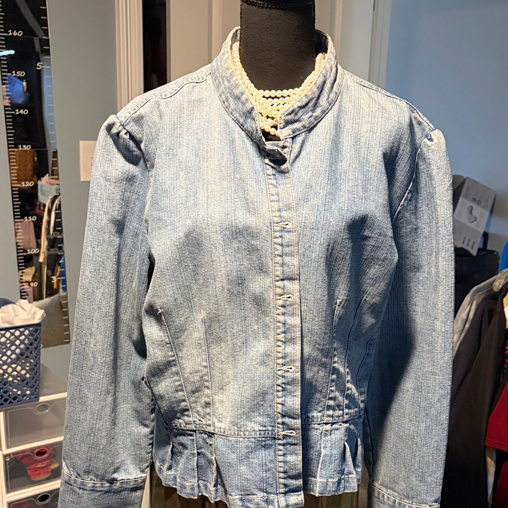Light Blue Denim Jean Jacket Peplum Style